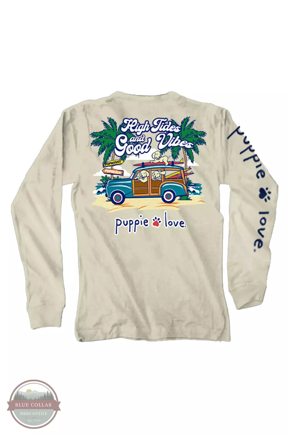 SPL1290 High Tides and Good Vibes Long Sleeve T-Shirt V-Neck T-Shirt Long Sleeve Cotton