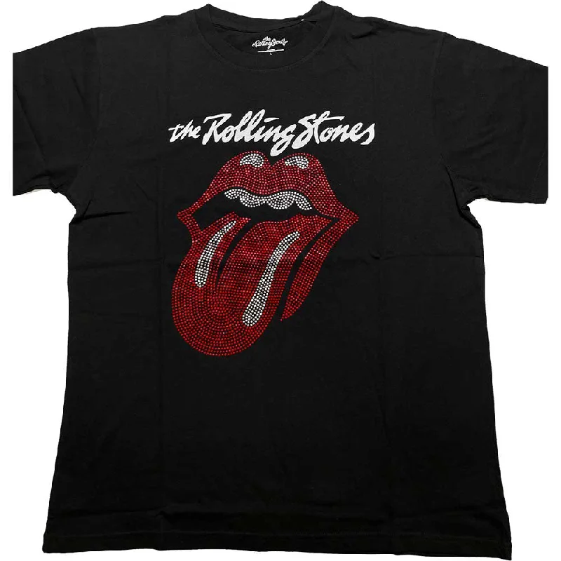The Rolling Stones | Official Band T-Shirt | Logo & Tongue (Diamante) Asymmetrical Pockets Print The Rolling Stones | Official Band T-Shirt | Logo & Tongue (Diamante) Asymmetrical Pockets Print