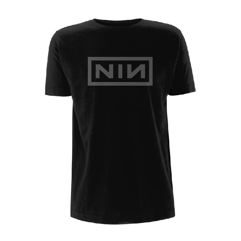 Nine Inch Nails Unisex T-shirt: Classic Grey Logo V-Neck T-Shirt Long Sleeve Cotton