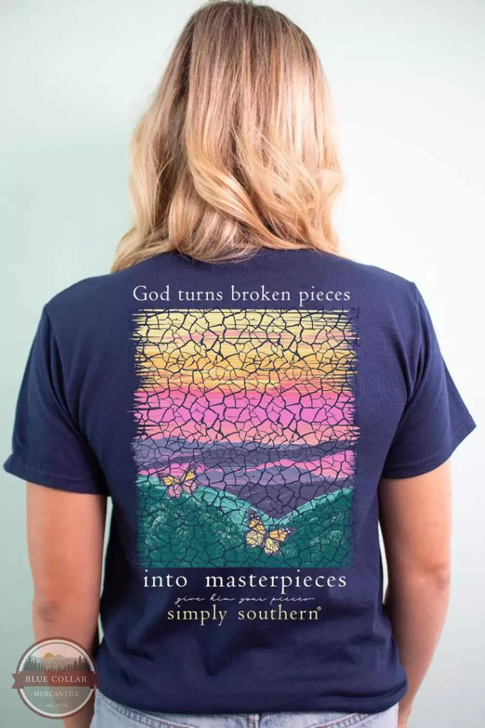 SS-PIECES-NAVY God Turns Broken Pieces into Masterpieces T-Shirt Lace Blend Ribbed Blend Corduroy Blend