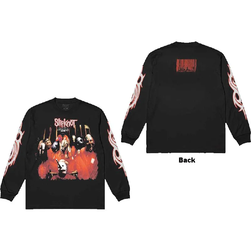 Slipknot Unisex Long Sleeve T-Shirt: Spit it Out (Back & Sleeve Print) Welt Pockets Slit Pockets