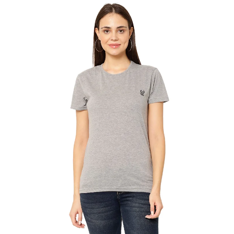 Vimal Jonney Silver Color T-shirt For Women Mesh Canvas Denim