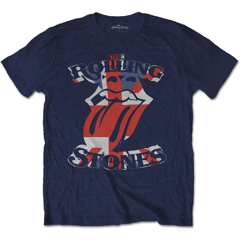 The Rolling Stones | Official Band T-Shirt | British Flag Tongue V-Neck T-Shirt Long Sleeve Cotton The Rolling Stones | Official Band T-Shirt | British Flag Tongue V-Neck T-Shirt Long Sleeve Cotton