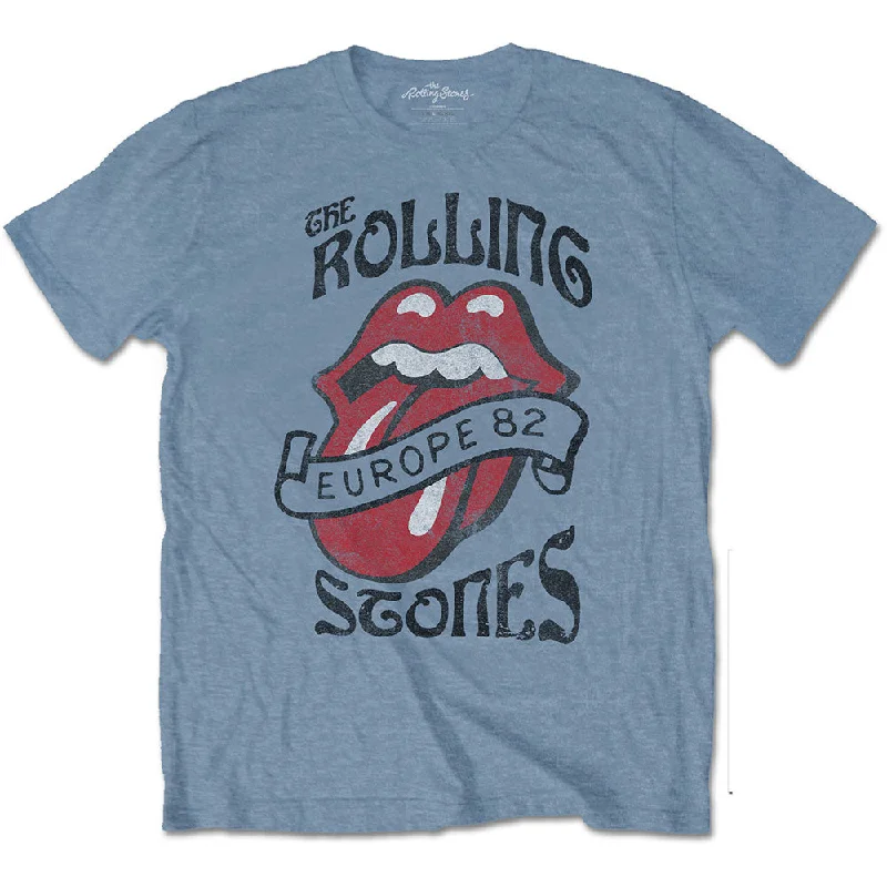The Rolling Stones | Official Band T-Shirt | Europe '82 Tour Houndstooth Herringbone Solid The Rolling Stones | Official Band T-Shirt | Europe '82 Tour Houndstooth Herringbone Solid