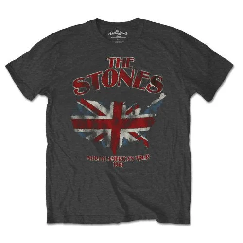 The Rolling Stones | Official Band T-Shirt | Union Jack US Map Ribbed Striped Patterned The Rolling Stones | Official Band T-Shirt | Union Jack US Map Ribbed Striped Patterned