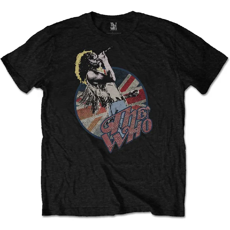The Who | Official Band T-Shirt | Roger Vintage Pose Denim Fabric Leather Fabric Suede Fabric The Who | Official Band T-Shirt | Roger Vintage Pose Denim Fabric Leather Fabric Suede Fabric