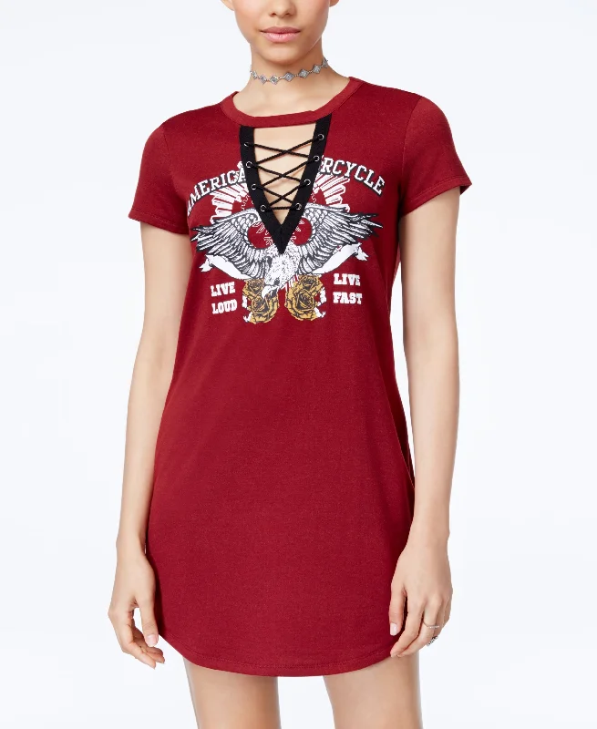 Ultra Flirt Juniors Lace Up Graphic T-Shirt Dress Chenille Fabric Brocade Fabric Lace Fabric Ultra Flirt Juniors Lace Up Graphic T-Shirt Dress Chenille Fabric Brocade Fabric Lace Fabric