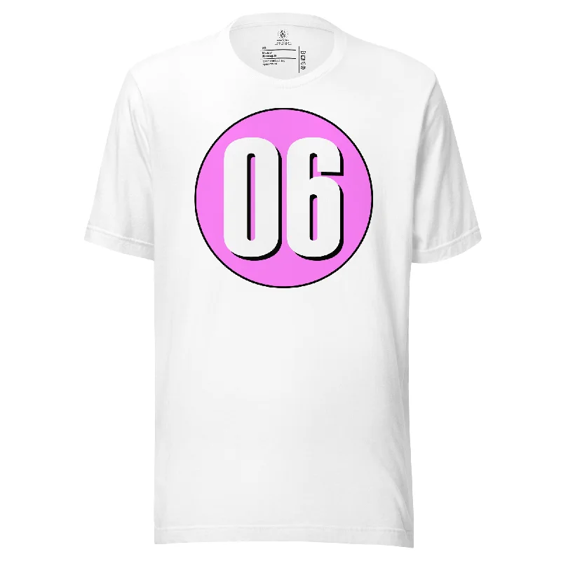 Unisex t-shirt: White on Pink 06 Hooded Caped Shawl Collar