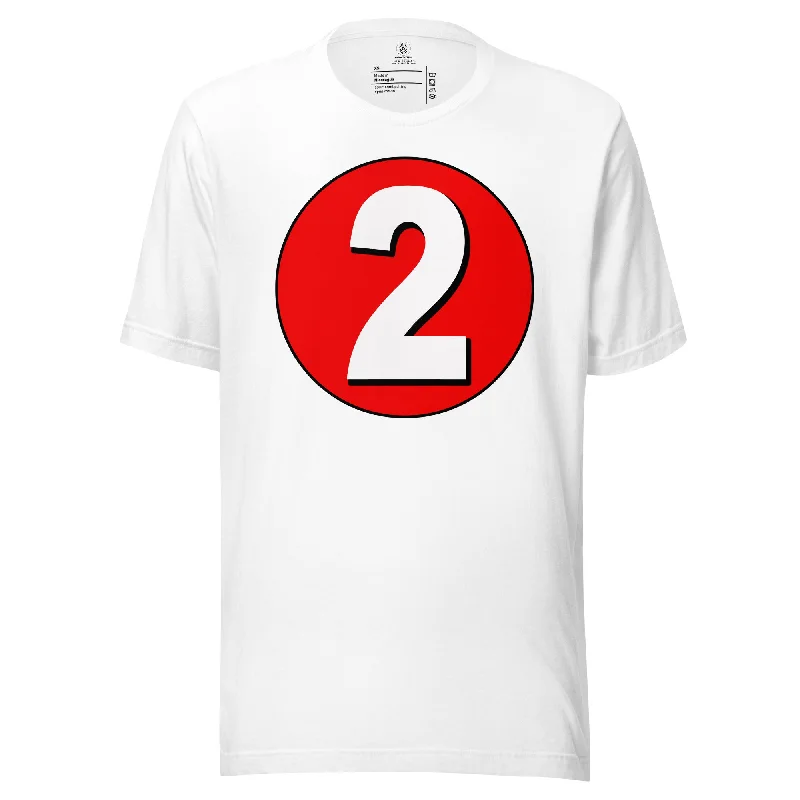 Unisex t-shirt: White on Red 2 Notch Collar Peter Pan Collar Cowl Neck