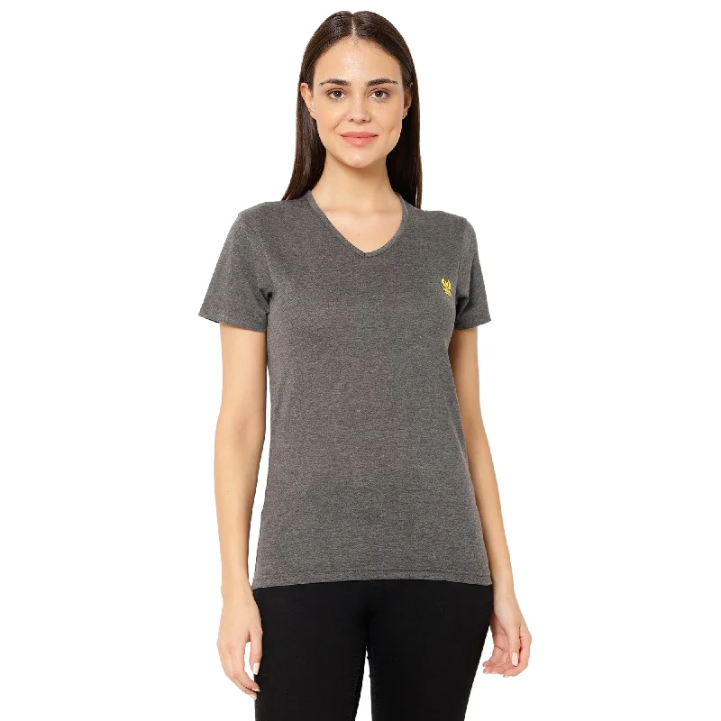 Vimal Jonney Grey Color T-shirt For Women Houndstooth Herringbone Solid