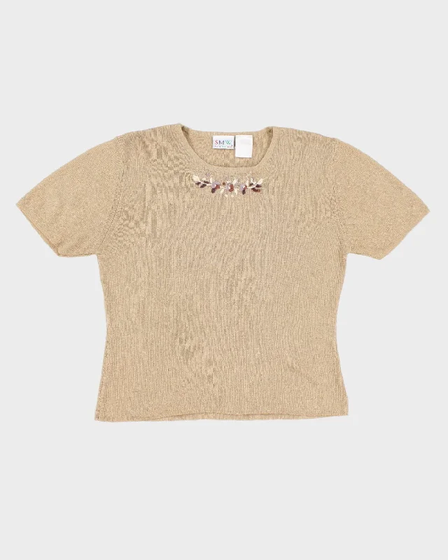 Vintage 90s Style My Way Flower Embroidered Knit T-Shirt - M Jersey Fabric Tulle Fabric Batik Fabric Vintage 90s Style My Way Flower Embroidered Knit T-Shirt - M Jersey Fabric Tulle Fabric Batik Fabric