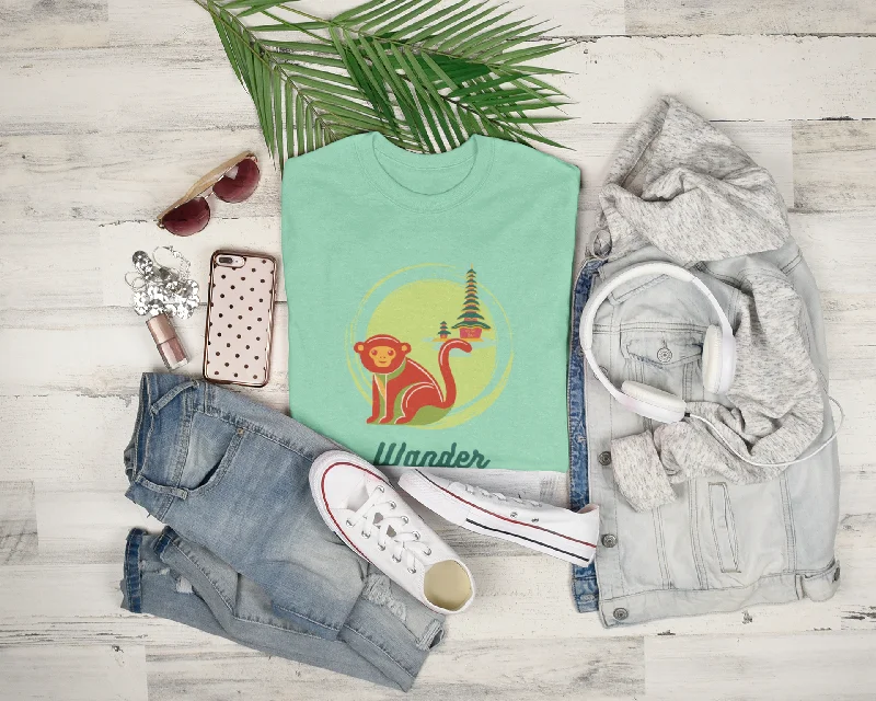 Wander Bali Monkey T-shirt - Travel Lover Tee Mesh Fabric Canvas Fabric Denim Fabric