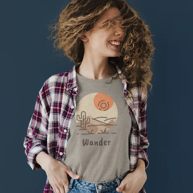 Wander Desert Sun Cactus T-shirt -  Travel Lover Tee Cashmere Blend Cotton Blend Poly Blend