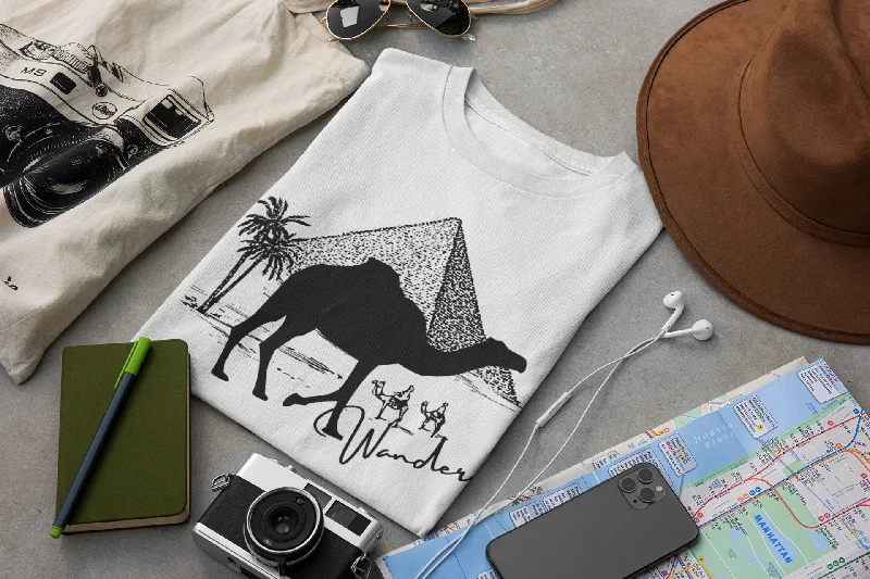 Wander Pyramid T-shirt -  Travel Lover Tee Fleece Nylon Spandex