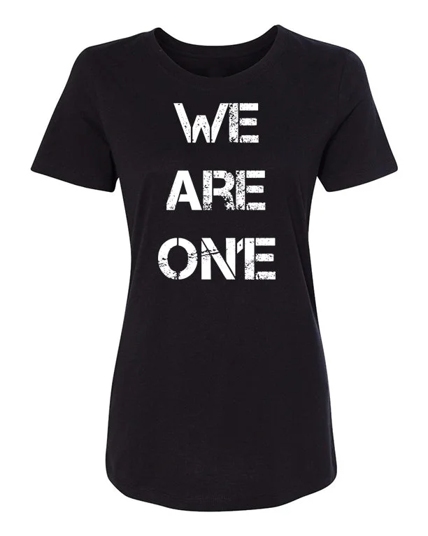 WE ARE ONE Women's T-shirt (no fist) Hooded Caped Shawl Collar