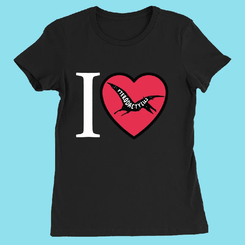 Women I Love Pterodactyl T-Shirt Front Pockets Side Pockets Patch Pockets