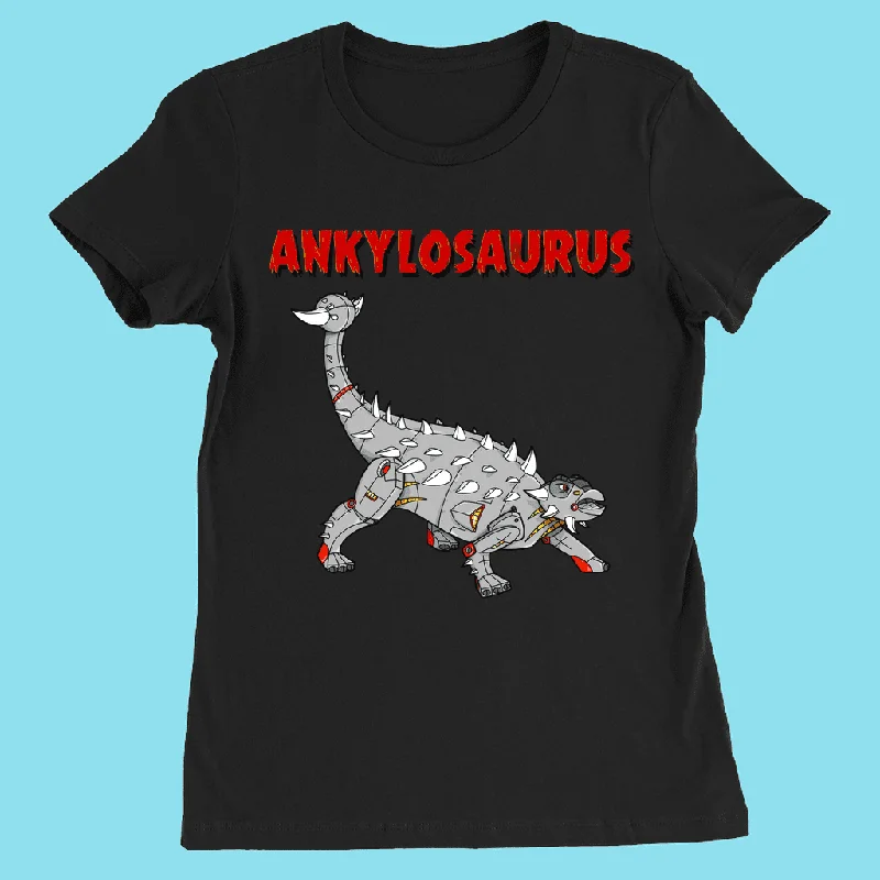 Women Robot Ankylosaurus T-Shirt Beaded Sequined Faux Fur