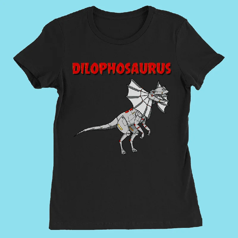 Women Robot Dilophosaurus T-Shirt Cashmere Blend Cotton Blend Poly Blend