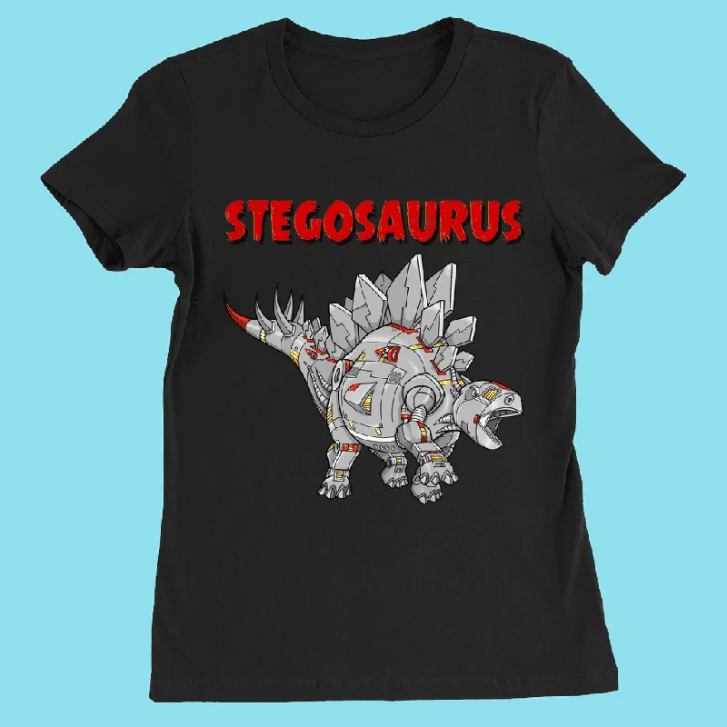 Women Robot Stegosaurus T-Shirt Graphic Embroidered Appliqued