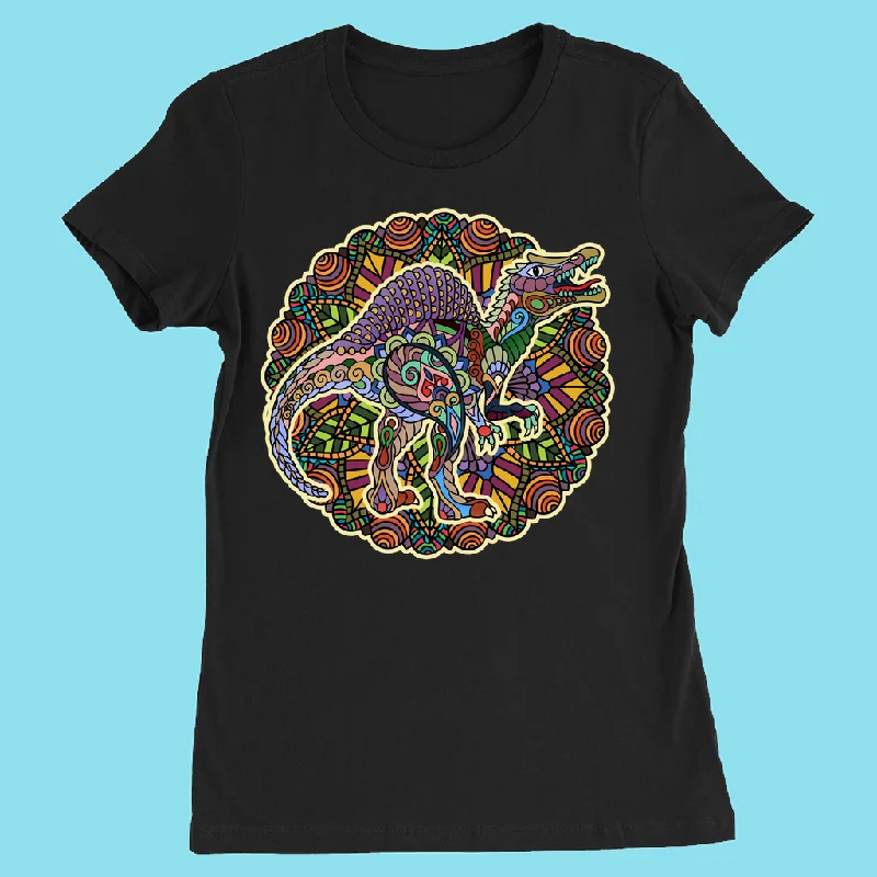 Women Spinosaurus Mandala T-Shirt Machine Wash Dry Clean Hand Wash