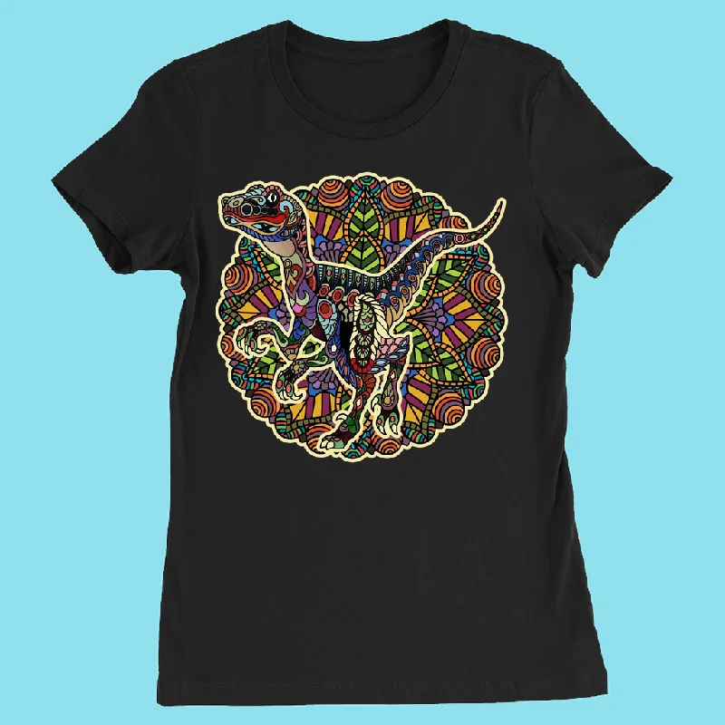 Women Velociraptor Mandala T-Shirt Wool Fabric Cashmere Fabric Tweed Fabric