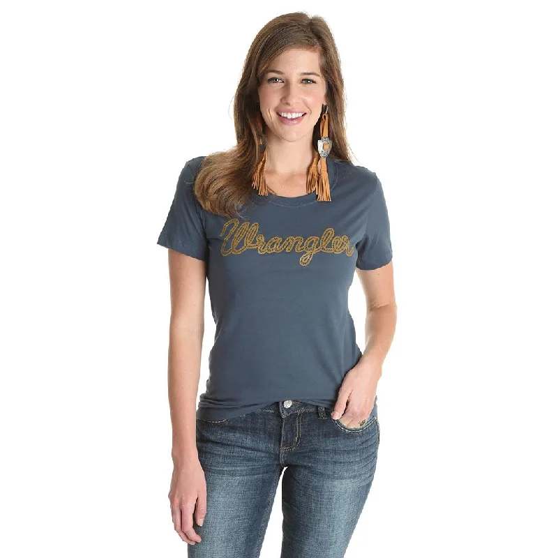 Wrangler Retro® Boyfriend Fit Rope Logo Womens Navy Tee Machine Wash Dry Clean Hand Wash