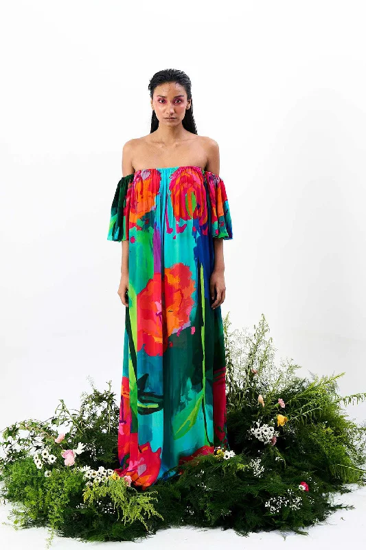 Rangrez Maxi Dress Stylish Pleated A-Line Maxi Dress