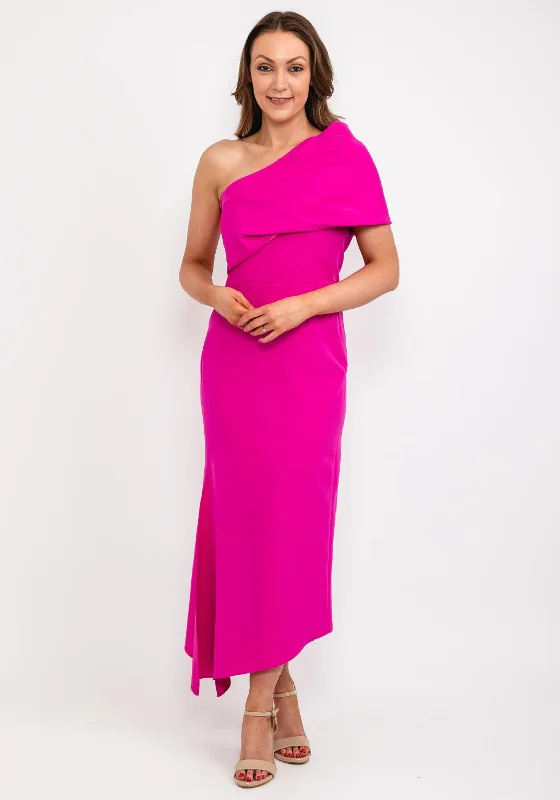 Caroline Kilkenny Vickie Drape Shoulder Maxi Dress, Lipstick Pink Fashionable Chiffon Maxi Dress