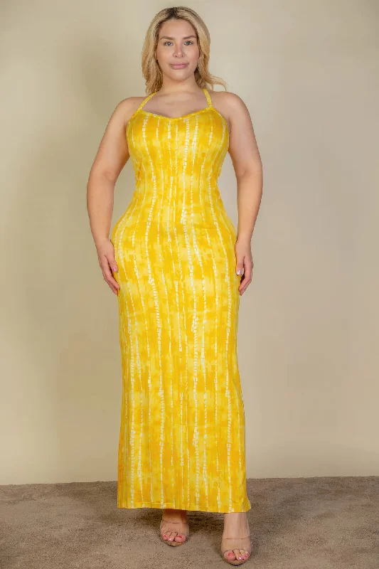 Plus Size Casual Yellow Bodycon Maxi Dress Cozy Maxi Dress with Slit