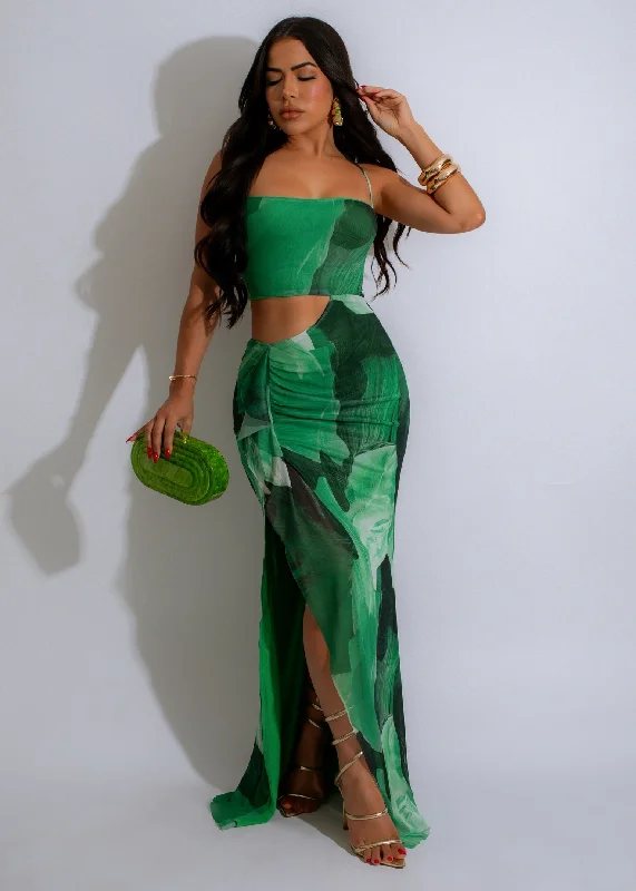 Easy Breezy Maxi Dress Green Comfortable Maxi Dress with Sleeves