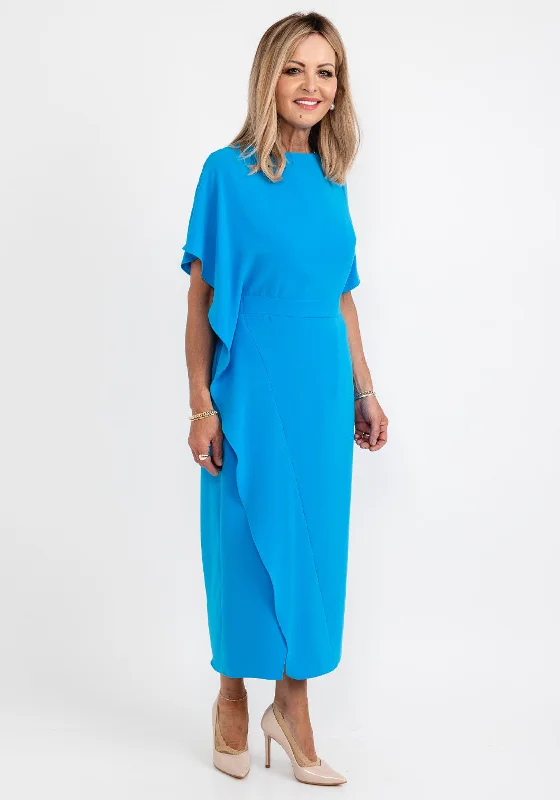 Ella Boo Drape Side Detail Maxi Dress, Ocean Comfortable Fit-and-Flare Maxi Dress