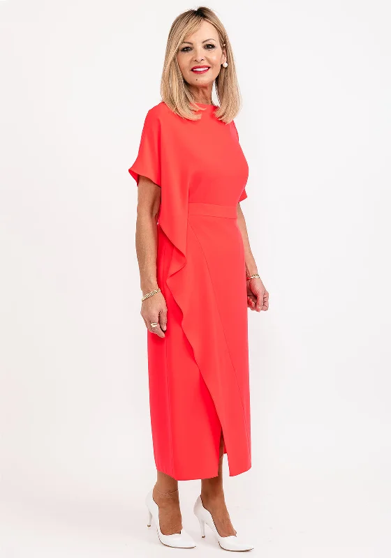 Ella Boo Drape Side Detail Maxi Dress, Red Comfortable Maxi Dress with Belt