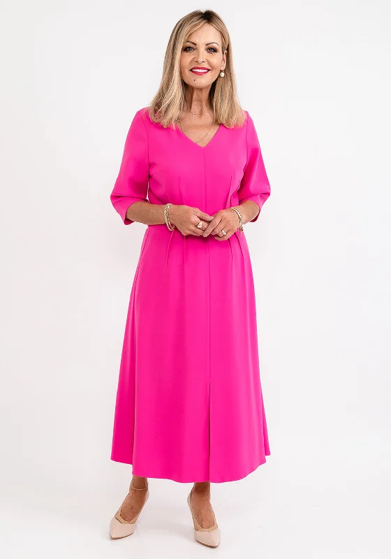 Ella Boo Seamed Ruching Maxi Dress, Pink Stylish Empire Waist Maxi Dress