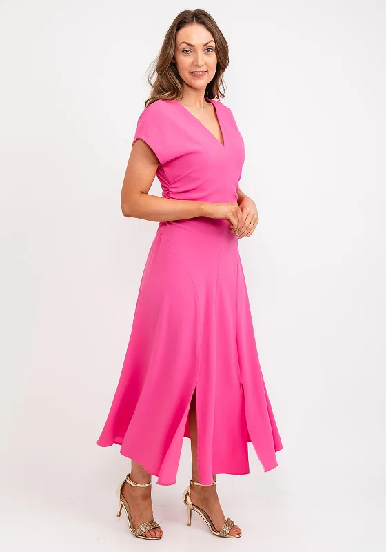 Exquise Ruched Sides Maxi Dress, Pink Cozy Longline Maxi Dress