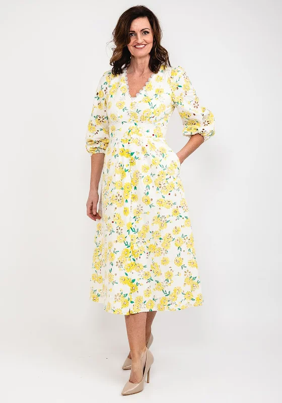 Fee G Floral Broidery Maxi Dress, Yellow Multi Classic Black Maxi Dress