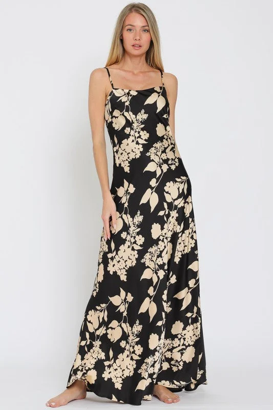 Floral Square Neck Maxi Dress Trendy Maxi Dress with Bow