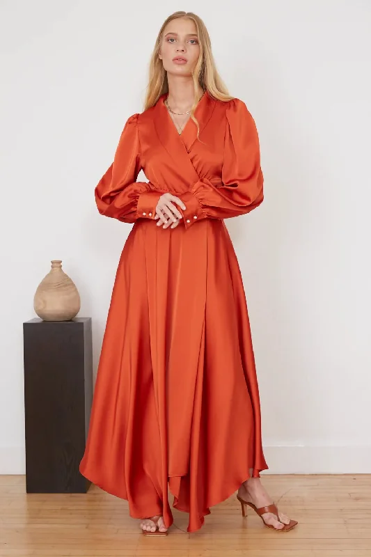 Jovonna Angnella Wrap Maxi Dress, Crimson Fashionable High-Waist Maxi Dress