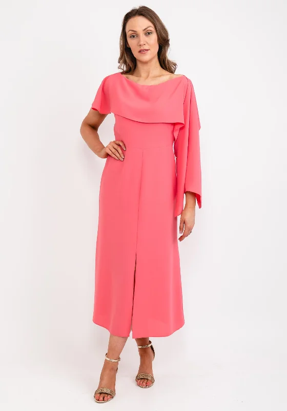 Kameya Draped Sleeve Maxi Dress, Pink Fashionable Chiffon Maxi Dress