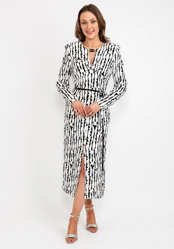 Kameya Dome Waist Print Maxi Dress, Black & White Classic Strapless Maxi Dress