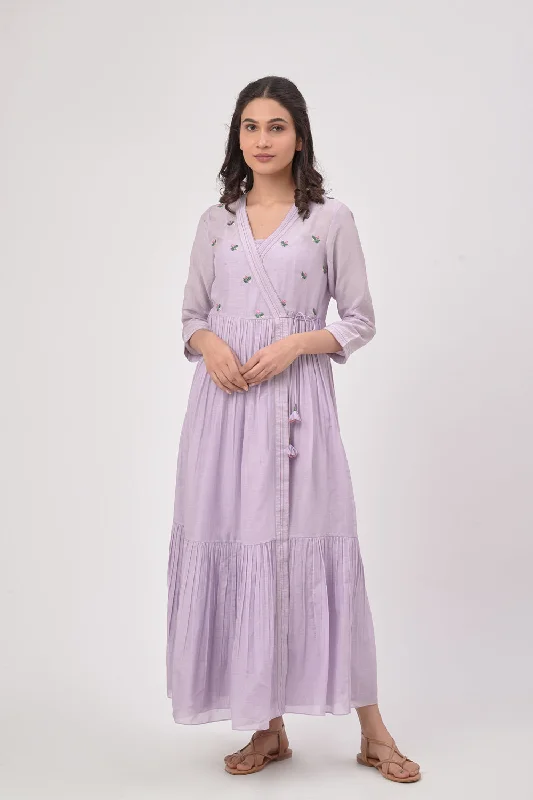 Lilac Angrakha Maxi Dress Comfortable Fitted Maxi Dress