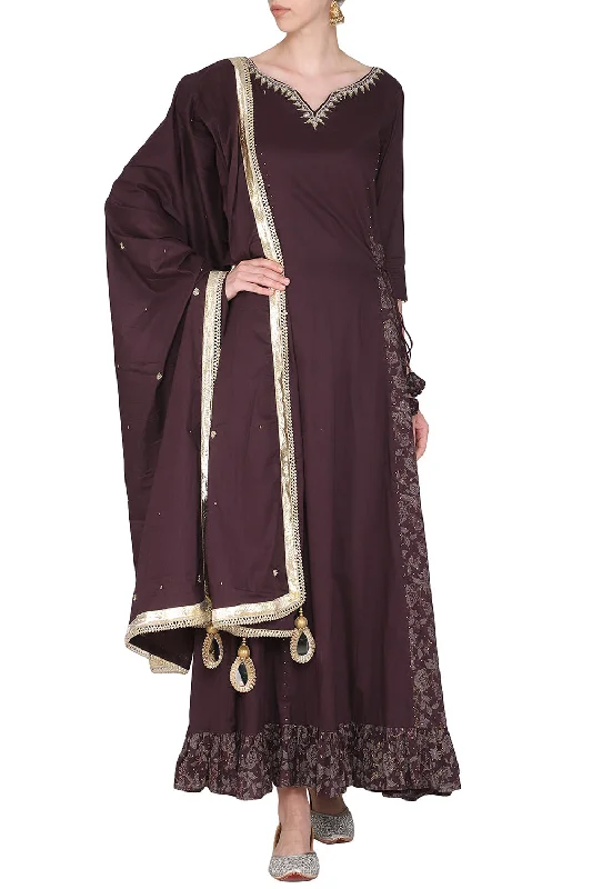 Embroidered Maxi Dress With Maroon Dupatta Elegant Velvet Maxi Dress