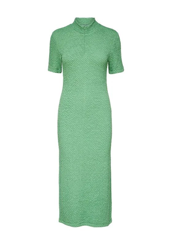 Selected Femme Pauline Textured Maxi Dress, Absinthe Green Comfortable Maxi Dress with Slits