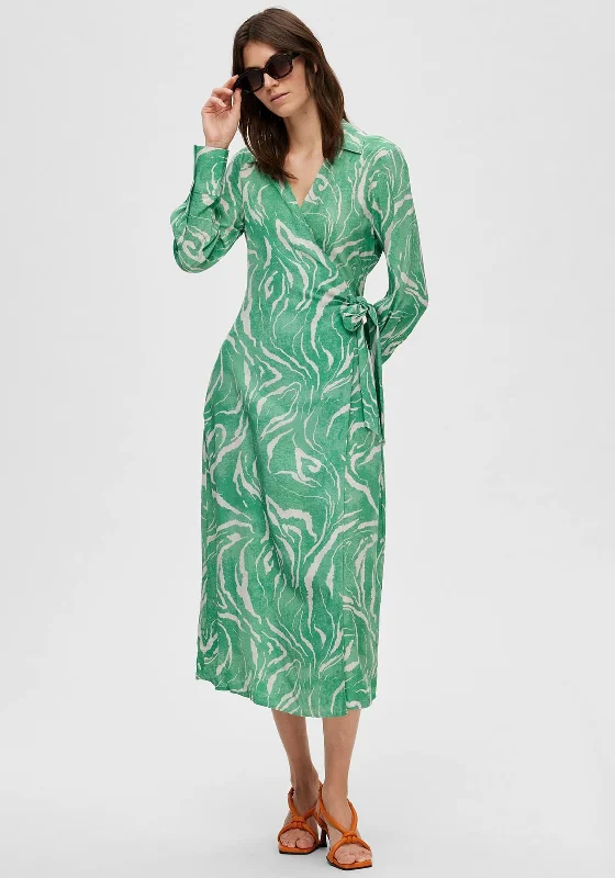 Selected Femme Sirine Wrap Maxi Dress, Absinthe Green Classic Solid Maxi Dress