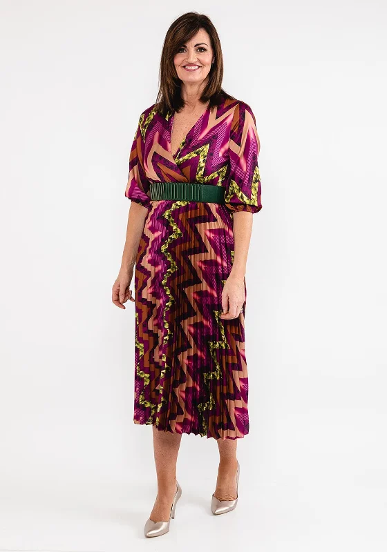 Seventy1 One Size Print Pleat Maxi Dress, Wine Multi Cozy Ribbed Maxi Dress