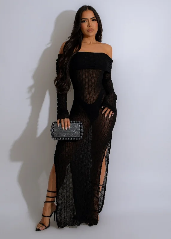 Sugar Rush Mesh Maxi Dress  Black Elegant Lace-Up Maxi Dress