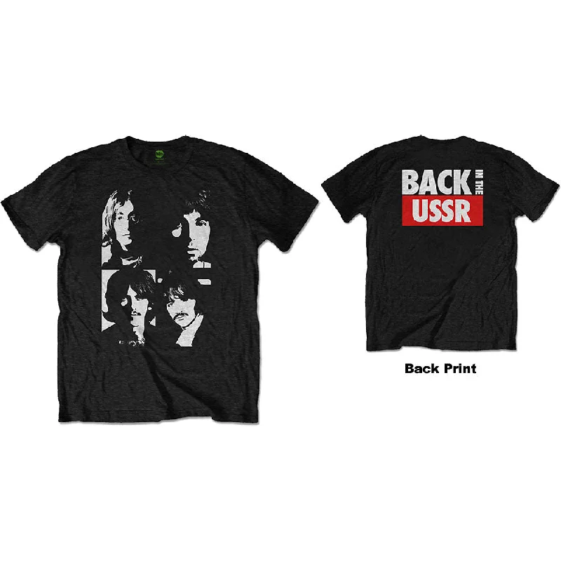 The Beatles | Official Band T-Shirt | Back in the USSR (Back Print) Solid Print Embellished The Beatles | Official Band T-Shirt | Back in the USSR (Back Print) Solid Print Embellished