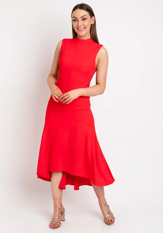 This Girl’s Curiosity Dipped Hem Maxi Dress, Coral Elegant Sleeveless Maxi Dress