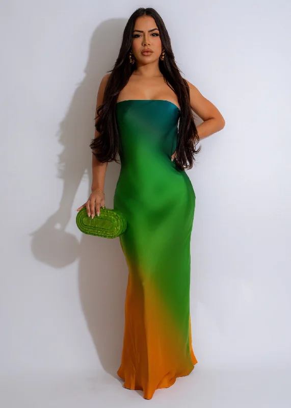 Tropical Sunset Maxi Dress Green Classic Solid Maxi Dress