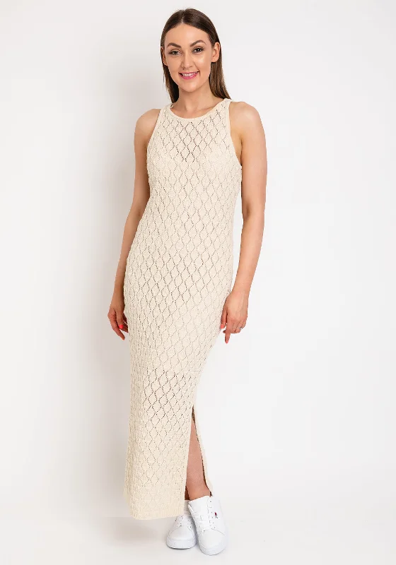 Vero Moda Evelyn Crochet Maxi Dress, Birch Stylish Button-Up Maxi Dress