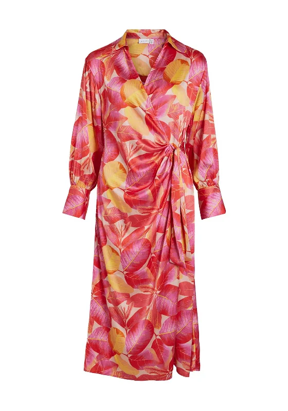 Vila Leaf Print Wrap Maxi Dress, Tigerlily Trendy Button Front Maxi Dress